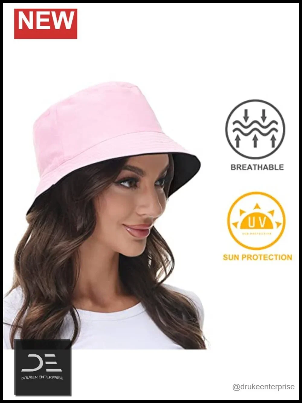 Reversible Bucket Hat Summer Beach Cap UV Protection Lightweight Packable